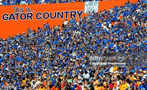 General view of the crowd during the game between the Tennessee Volunteers and the Florida Gators at Ben Hill Griffin Stadium on September 19, 2009...