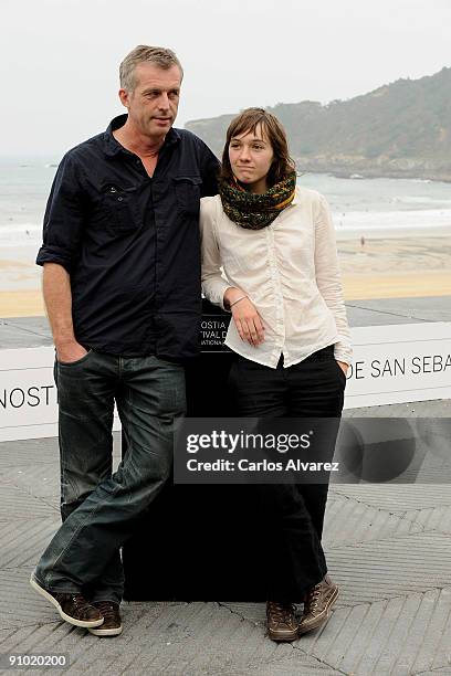 Director Bruno Dumont and actress Julie Sokolowski attend "Hadewijch" photocall at the Kursaal Palace during the 57th San Sebastian International...