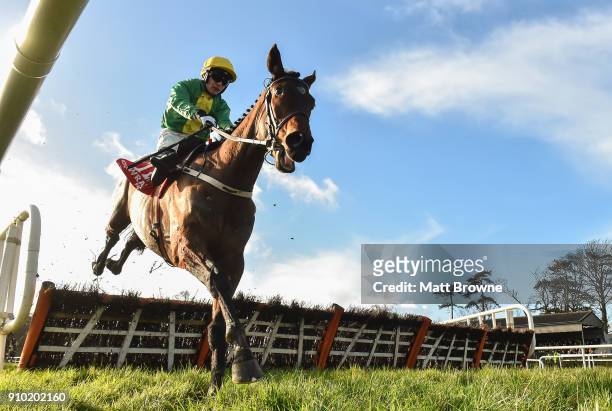 Kilkenny , Ireland - 25 January 2018; Scarpeta, with Paul Townend up, clears the last on their way to winning the Langton House Hotel Maiden Hurdle...