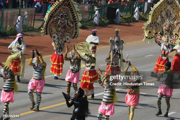 The tableau of Kerala passes through the Rajpath during the full dress rehearsal for the Republic Day Parade-2008, in New Delhi.