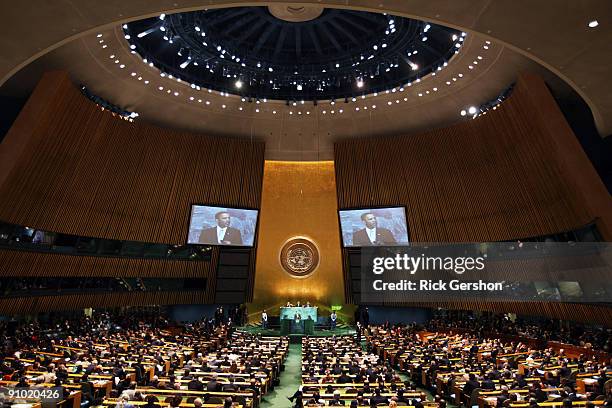President Barack Obama makes remarks at United Nations Secretary General Ban Ki-moon's summit on climate change at United Nations headquarters...
