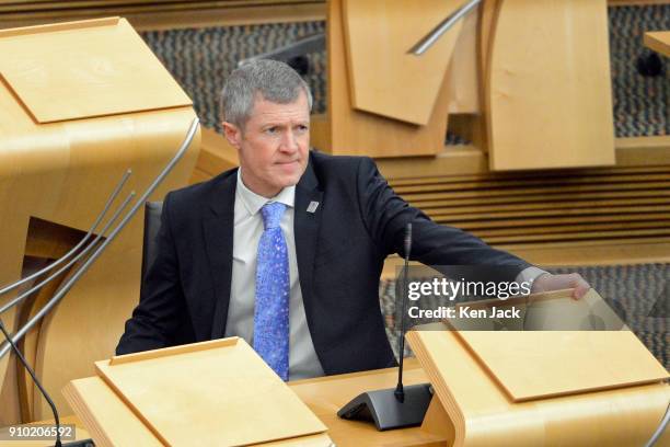 Scottish Liberal Democrat leader Willie Rennie at First Minister's Questions in the Scottish Parliament, on January 25, 2018 in Edinburgh, Scotland.