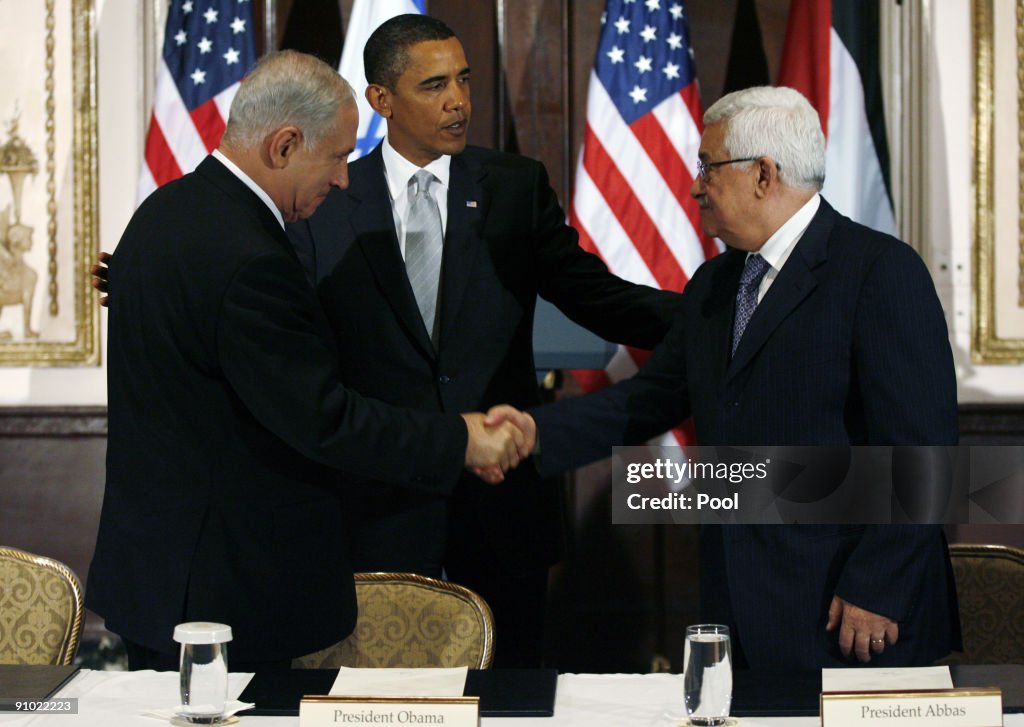 Obama Meets With Israeli PM And Palestinian President