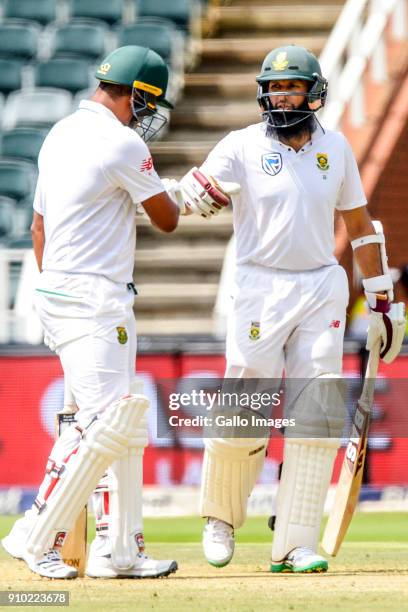 Vernon Philander and Hashim Amla of South Africa during day 2 of the 3rd Sunfoil Test match between South Africa and India at Bidvest Wanderers...