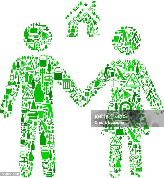 couple and new home cleaning background pattern - facecloth stock illustrations