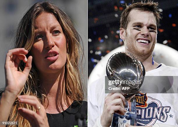 This September 22, 2009 combination files photo shows NFL New England Patriots quarterback Tom Brady and his supermodel wife Gisele Bundchen. It was...