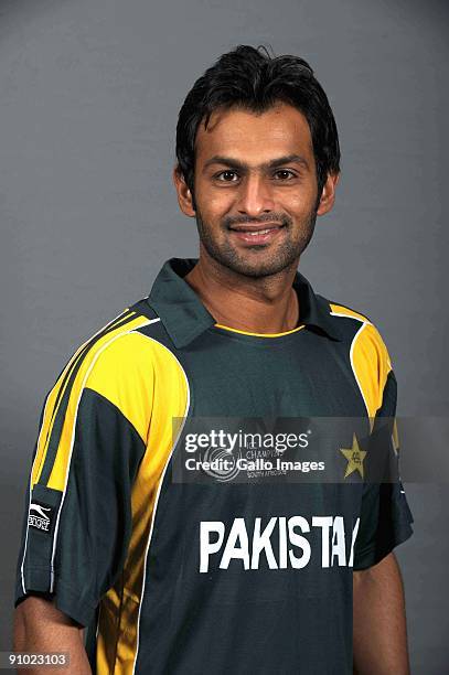 Shoaib Malik poses during the ICC Champions photocall session of Pakistan at Sandton Sun on September 19, 2009 in Sandton, South Africa. Photo by Lee...