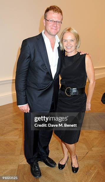 Mariella Frostrup and guest attend the private view of Anish Kapoor's latest exhibition at the Royal Academy of Arts on September 22, 2009 in London,...