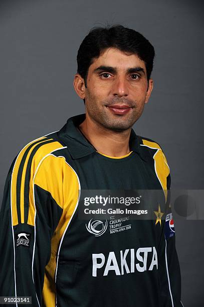 Misbah-ul-Haq poses during the ICC Champions photocall session of Pakistan at Sandton Sun on September 19, 2009 in Sandton, South Africa. Photo by...