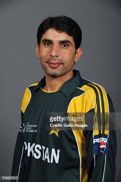 Misbah-ul-Haq poses during the ICC Champions photocall session of Pakistan at Sandton Sun on September 19, 2009 in Sandton, South Africa. Photo by...