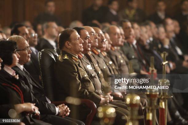 Chief of Staff of the Egyptian armed forces Sami Anan attends the Coptic Christmas midnight mass at Abbassiya Cathedral in Cairo on January 6, 2012....