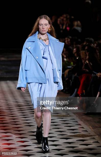 Model walks the runway during the Maison Rabih Kayrouz Spring Summer 2018 show as part of Paris Fashion Week on January 25, 2018 in Paris, France.