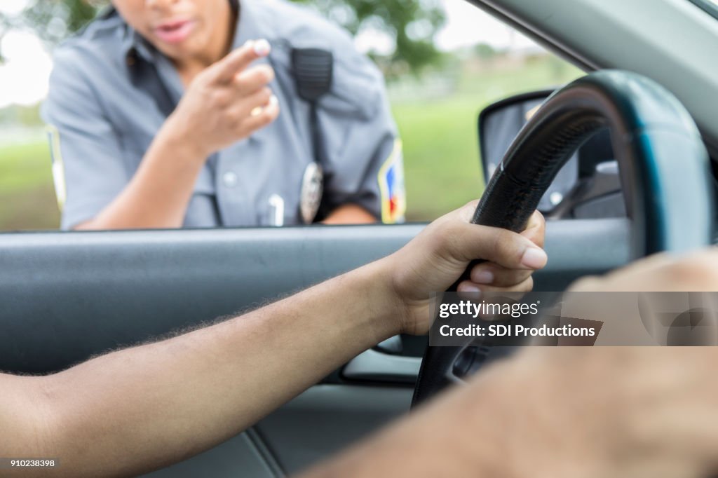 Unrecognizable man is pulled over for speeding