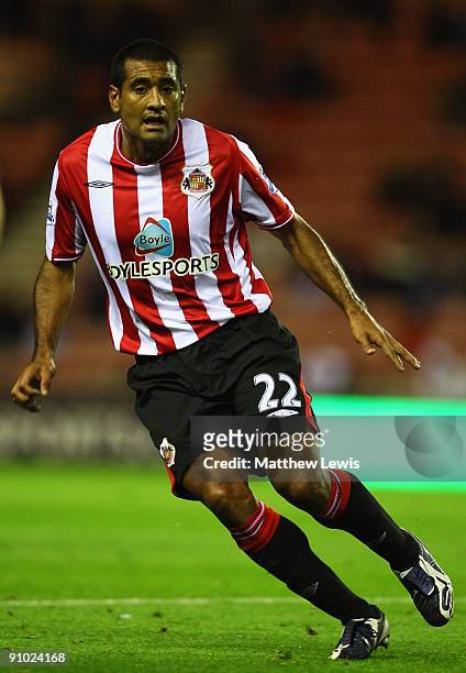 Paulo Da Silva of Sunderland in action during the Carling Cup Third Round match between Sunderland and Birmingham City at the Stadium of Light on...