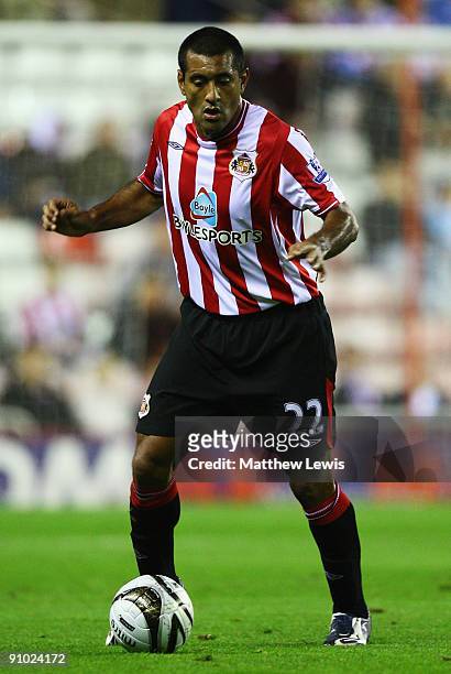 Paulo Da Silva of Sunderland in action during the Carling Cup Third Round match between Sunderland and Birmingham City at the Stadium of Light on...