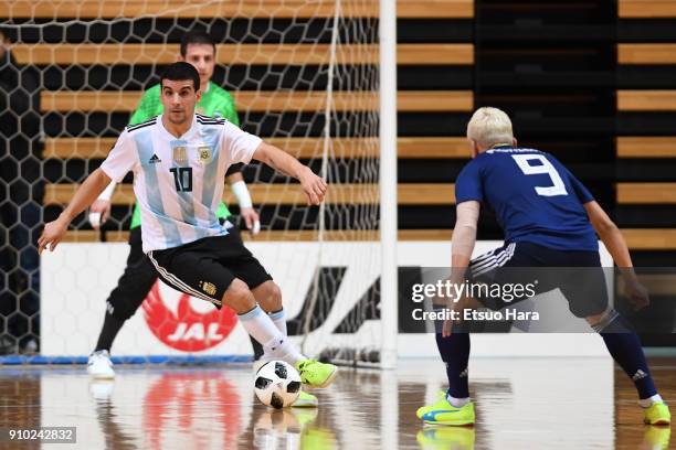 Cristian Borruto of Argentina in action during the Futsal international friendly match between Japan and Argentina at the Ota City General Gymnasium...