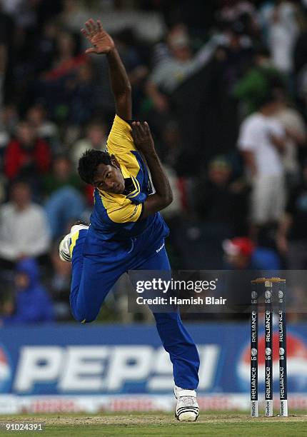 Angelo Mathews of Sri Lanka in action during the ICC Champions Trophy Group B match between South Africa and Sri Lanka played at Super Sport Park on...