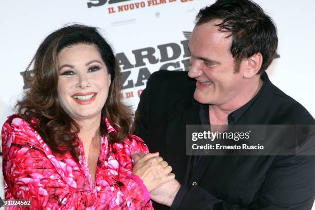 Italian actress Edwige Fenech and director Quentin Tarantino attend "Inglourious Basterds" Premiere at premiere at the Warner Cinema on September 21,...