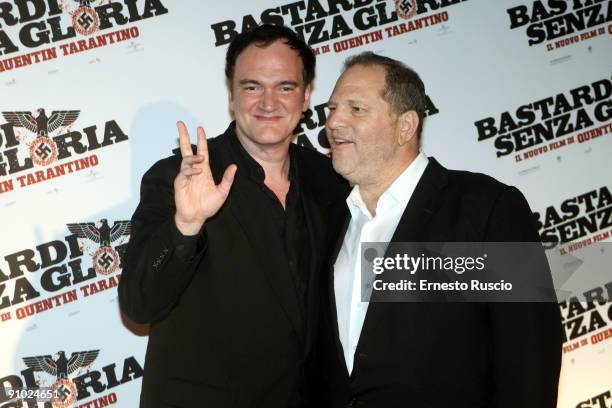 Director Quentin Tarantino and Harvey Weinstein attend "Inglourious Basterds" Premiere at premiere at the Warner Cinema on September 21, 2009 in...