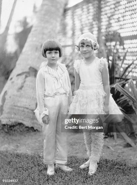 Delphine and Christine Dodge, children of auto maker Horace Dodge, at Brenda Frazier's 10th birthday party in Palm Beach, Florida , 1931.