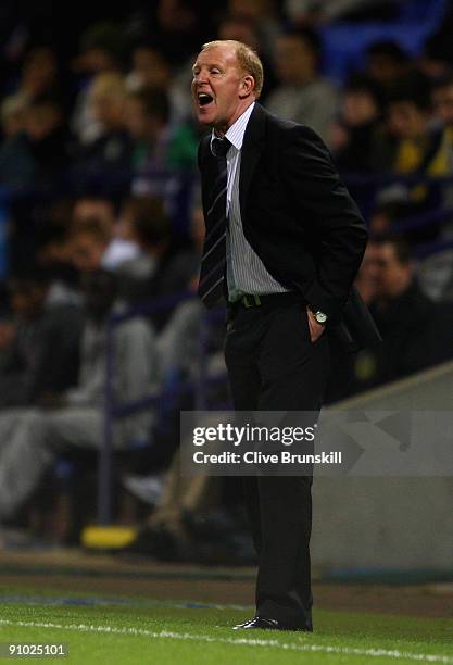 Bolton Wanderers manager Gary Megson shouts instructions to his team during the Carling Cup third round match between Bolton Wanderers and West Ham...