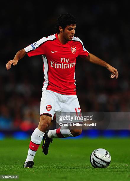 Carlos Vela of Arsenal in action during the Carling Cup third round match between Arsenal and West Bromwich Albion at Emirates Stadium on September...