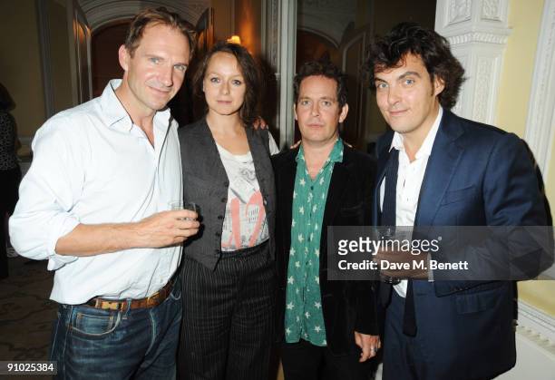 Ralph Fiennes, Samantha Morton, Tom Hollander and Joe Wright attend the after party following the screening of 'The Soloist' hosted by Moet in aid of...