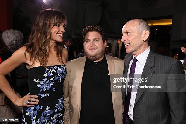 Jennifer Garner, Jonah Hill and Warner's Kevin McCormick at the U.S. Premiere of Warner Bros. Pictures' "The Invention of Lying" on September 21,...