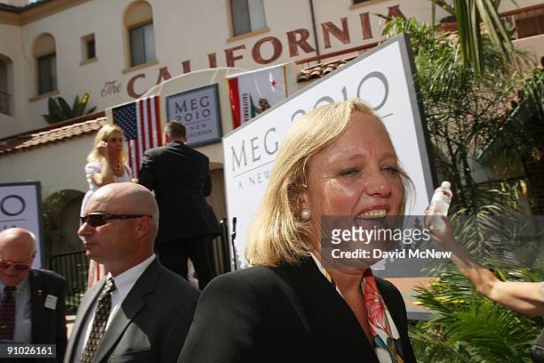 Former eBay CEO Meg Whitman greets well-wishers at an event announcing her candidacy for the 2010 Republican gubernatorial nomination on September...