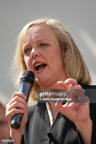 Former eBay CEO Meg Whitman announces her candidacy for the 2010 Republican gubernatorial nomination on September 22, 2009 in Fullerton, California....