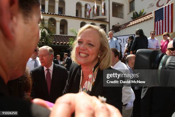 Former eBay CEO Meg Whitman greets well-wishers at an event announcing her candidacy for the 2010 Republican gubernatorial nomination on September...