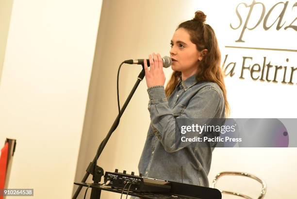 Italian singer Francesca Michielin performs in a mini live and present of her new album "2040" at LaFeltrinelli Bookshop.