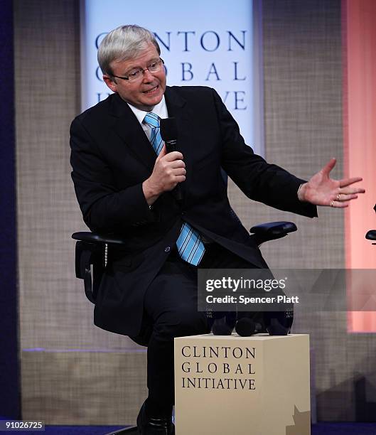 Prime Minister of Australia Kevin Rudd participates in the Fifth Annual Meeting of the Clinton Global Initiative on September 22, 2009 in New York...