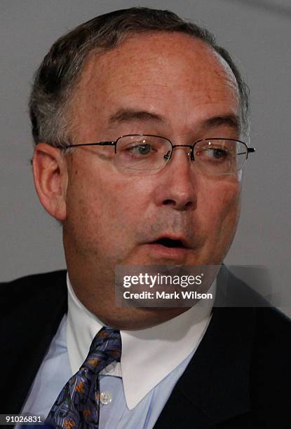 Samuel Allen, CEO of John Deere, participates in a symposium at the Newseum on September 22, 2009 in Washington, DC. The Global Harvest Initiative...