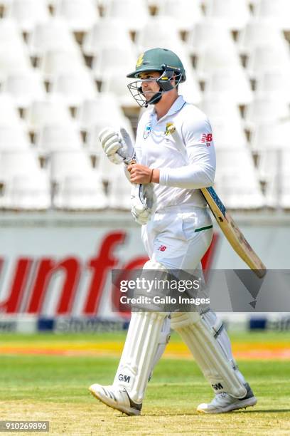 Quinton de Kock of South Africa leave the field during day 2 of the 3rd Sunfoil Test match between South Africa and India at Bidvest Wanderers...