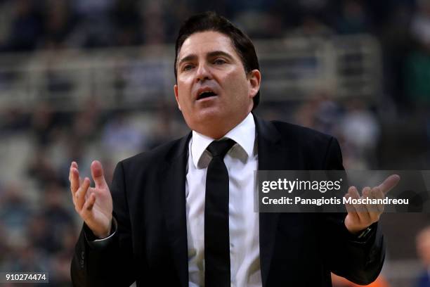 Xavi Pascual, Head Coach of Panathinaikos Superfoods Athens react during the 2017/2018 Turkish Airlines EuroLeague Regular Season Round 20 game...