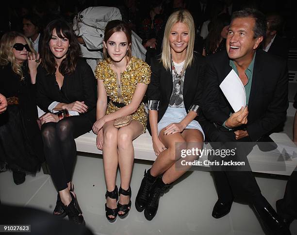 Liv Tyler, Emma Watson, Gwyneth Paltrow and Mario Testino watch the Burberry Prorsum Spring/Summer 2010 Show at Rootstein Hopkins Parade Ground...