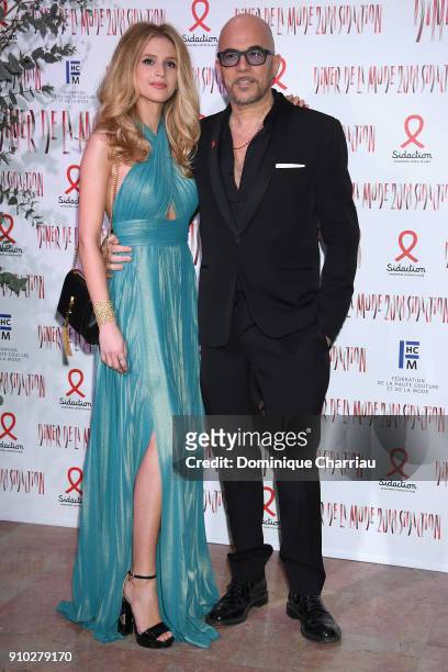 Julie Obispo and Pascal Obispo attends the 16th Sidaction as part of Paris Fashion Week on January 25, 2018 in Paris, France.