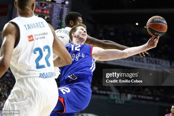 Brock Motum, #12 of Anadolu Efes Istanbul in action during the 2017/2018 Turkish Airlines EuroLeague Regular Season Round 20 game between Real Madrid...