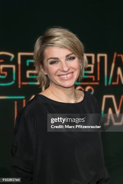 Moderator Sabine Heinrich attends the Geheimniskraemer Photo Call at the WDR Studio on January 25, 2018 in Cologne, Germany.