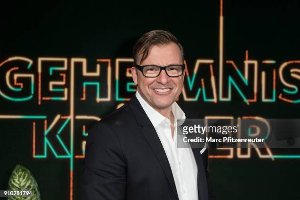 Host Martin Klempnow attends the Geheimniskraemer Photo Call at the WDR Studio on January 25, 2018 in Cologne, Germany.