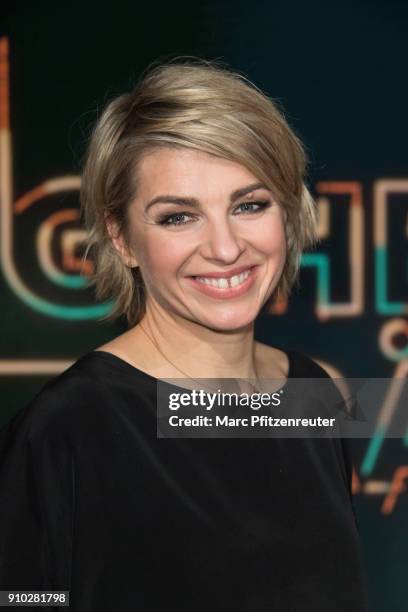 Moderator Sabine Heinrich attends the Geheimniskraemer Photo Call at the WDR Studio on January 25, 2018 in Cologne, Germany.
