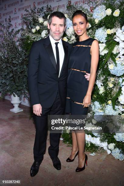 Jalil Lespert and Sonia Rolland attend the 16th Sidaction as part of Paris Fashion Week on January 25, 2018 in Paris, France.