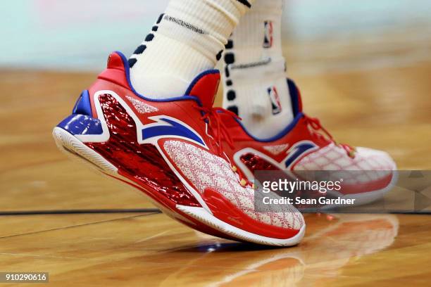 Rajon Rondo of the New Orleans Pelicans wears a pair of ANTA shoes during a NBA game against the Chicago Bulls at the Smoothie King Center on January...