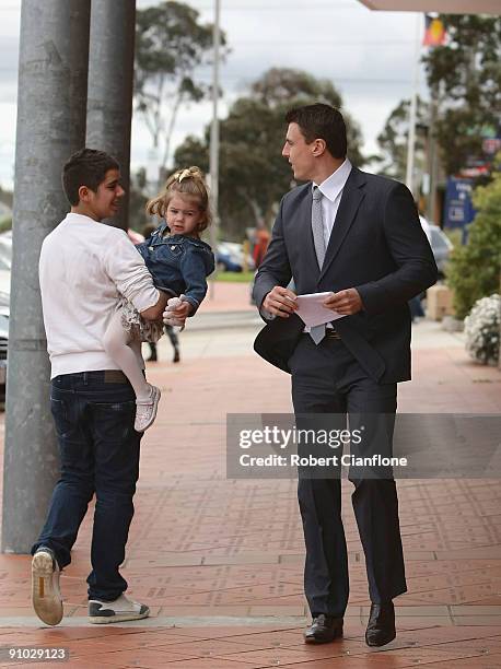 Matthew Lloyd of the Bombers arrives to announce his retirement at Windy Hill on September 23, 2009 in Melbourne, Australia.