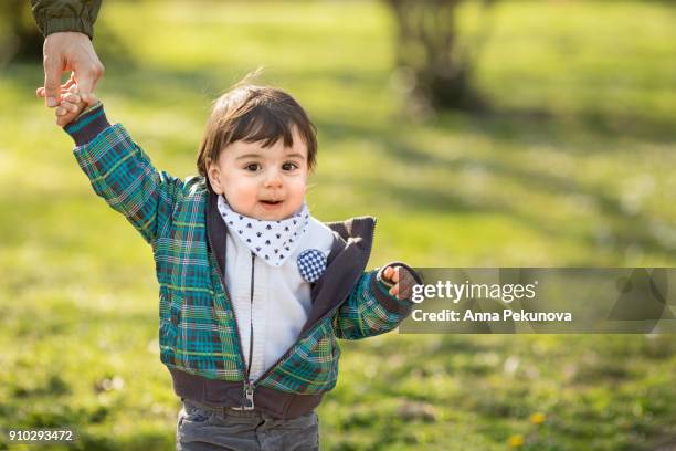 toddler boy at park - anna pekunova stock-fotos und bilder