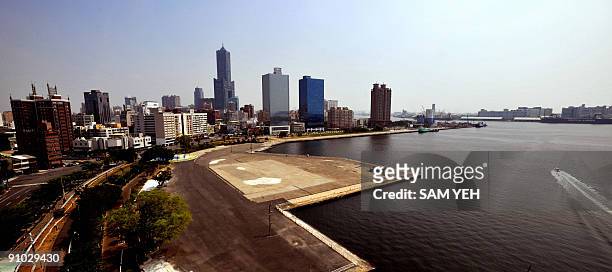 This general view shows the downtown area of the southern Taiwan city of Kaohsiung, with the city's tallest building, the 85-storey, 378-metre Tuntex...