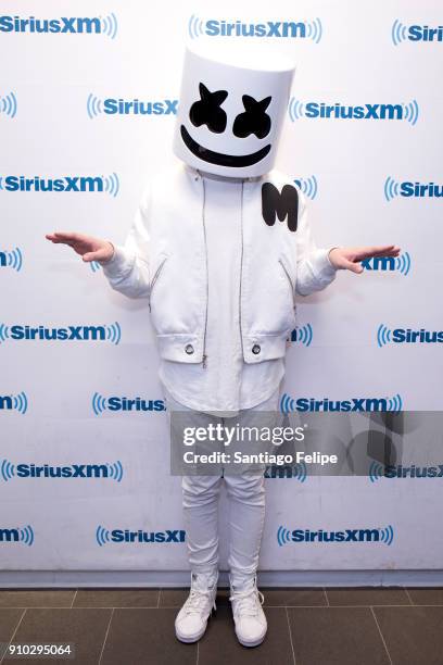 Marshmello visits SiriusXM Studios on January 25, 2018 in New York City.
