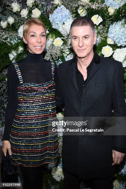 Mathilde Favier and Etienne Daho attend the 16th Sidaction as part of Paris Fashion Week on January 25, 2018 in Paris, France.