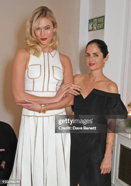 Karlie Kloss and Carolina Herrera de Baez attend the launch of Carolina Herrera's new fragrance "Good Girl" with campaign face Karlie Kloss at One...